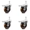 Service Caster 4 Inch High Temp Phenolic Swivel 3/8 Inch Stem Caster Set with Total Lock Brake SCC-TSTTL20S414-PHRHT-381615-4 - alternate 1